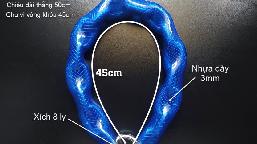 Aurae Door & Gate Chain Lock – DX3A (8 mm Chain • Blue • 3 mm PVC Cover • 50 cm)