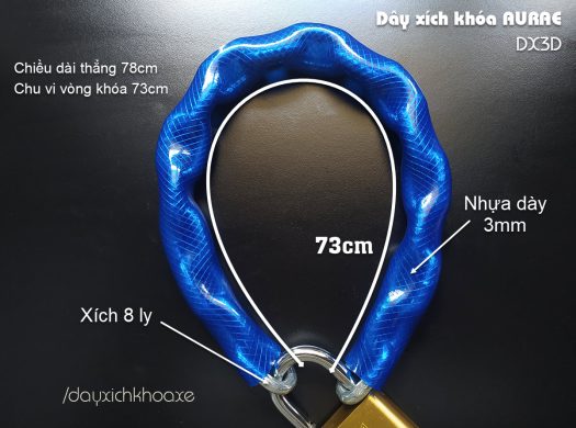 Aurae Door & Gate Chain Lock – DX3D (8 mm Chain • Blue • 3 mm PVC Cover • 78 cm)