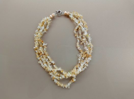 Handcrafted Serpentine & Quartz Gemstone Necklace